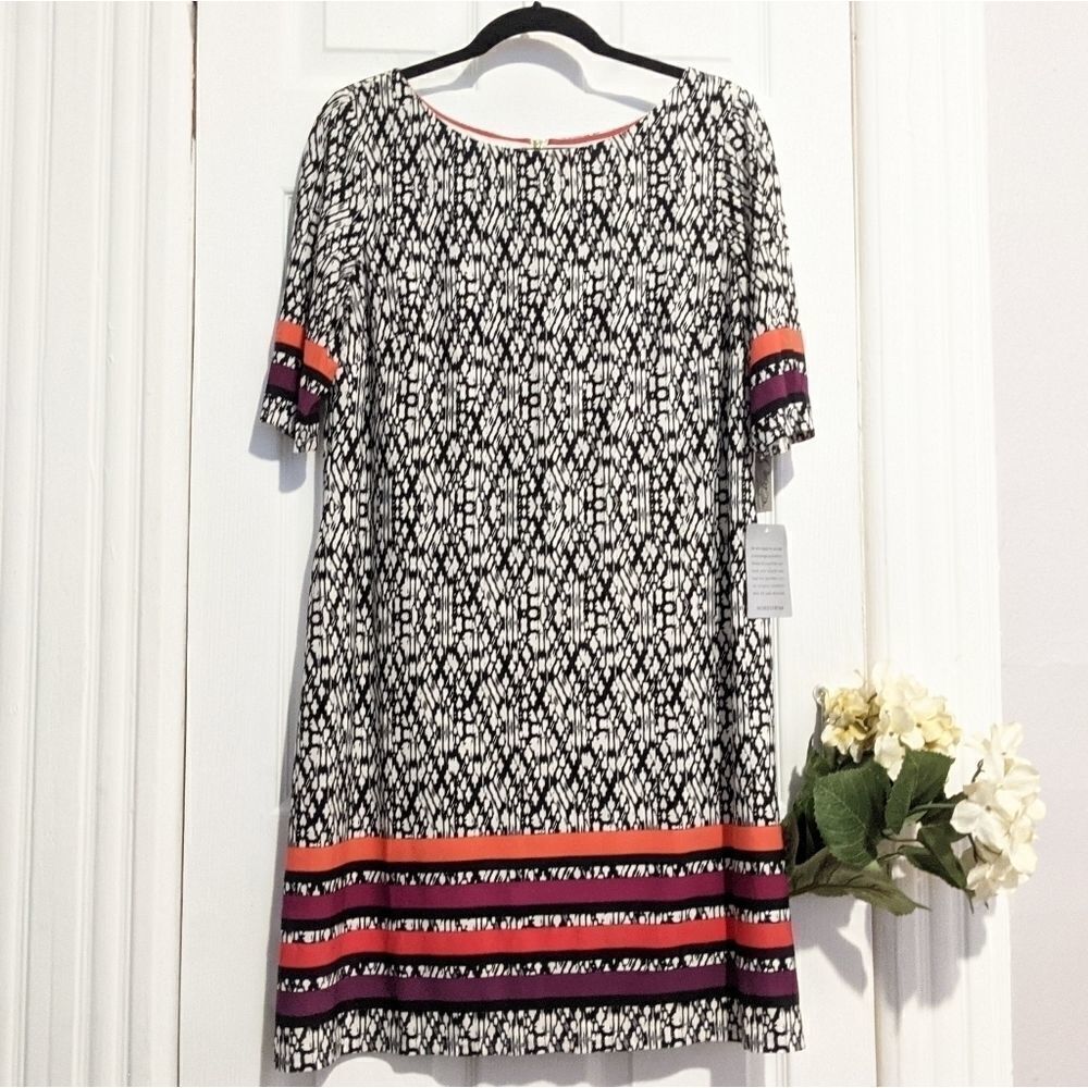 Eliza J Printed Shift Dress Long Sleeves Brand New